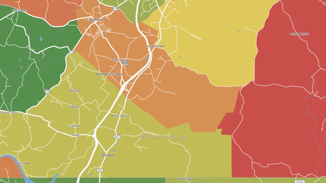 Gans, PA Map of Vandalism Rates
