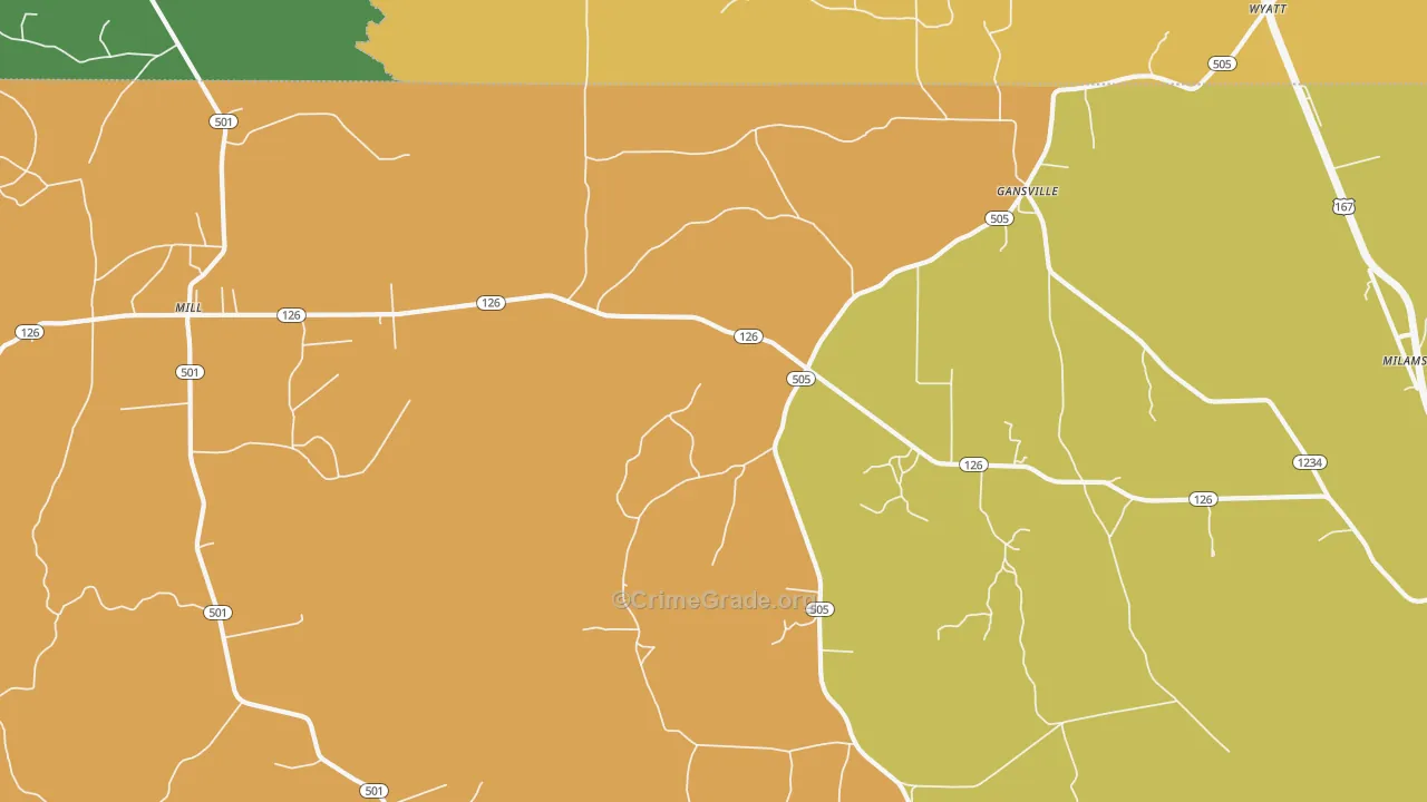 Gansville, LA Map of Vandalism Rates