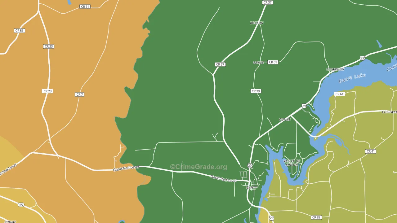 Gantt, AL Map of Vandalism Rates