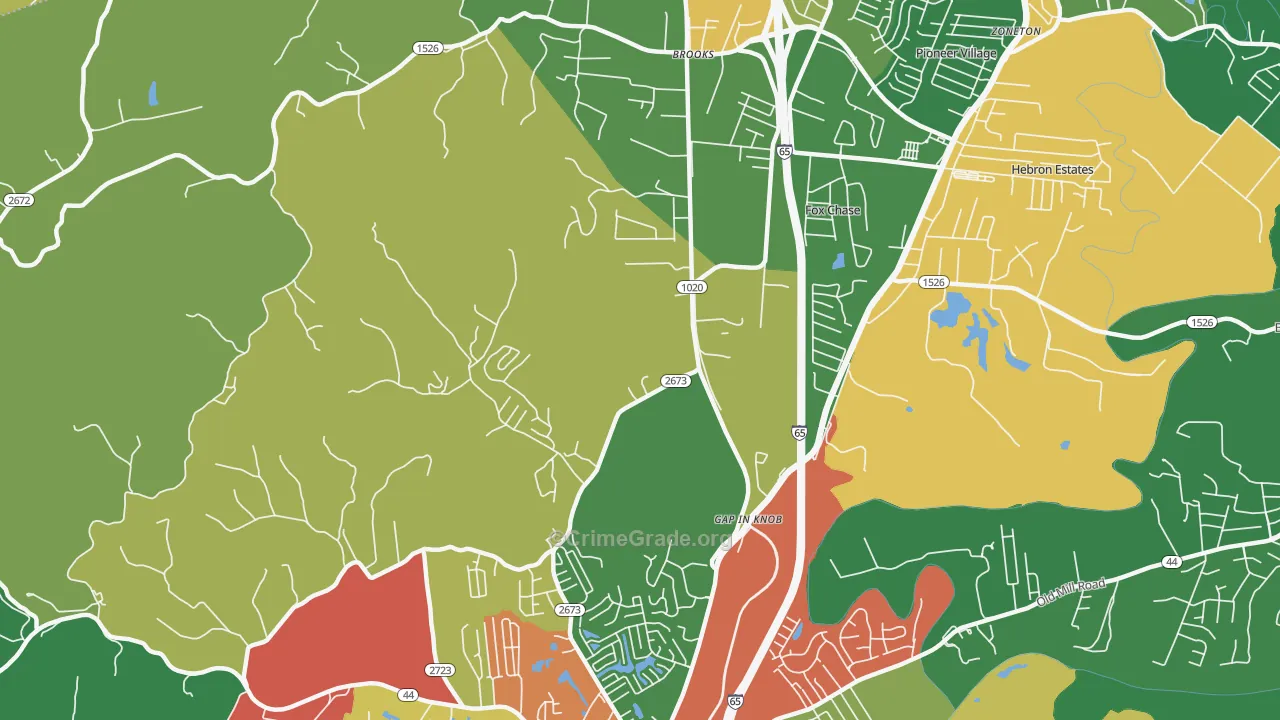Gap in Knob, KY Map of Vandalism Rates