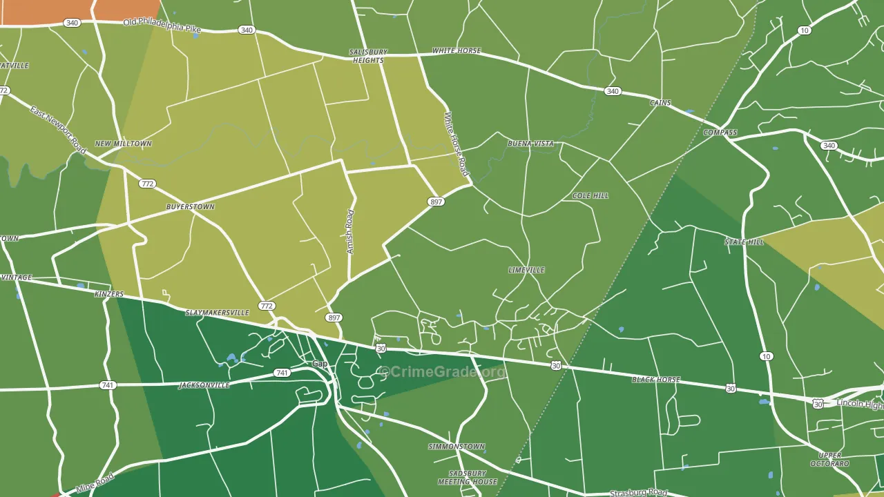 Gap, PA Map of Vandalism Rates