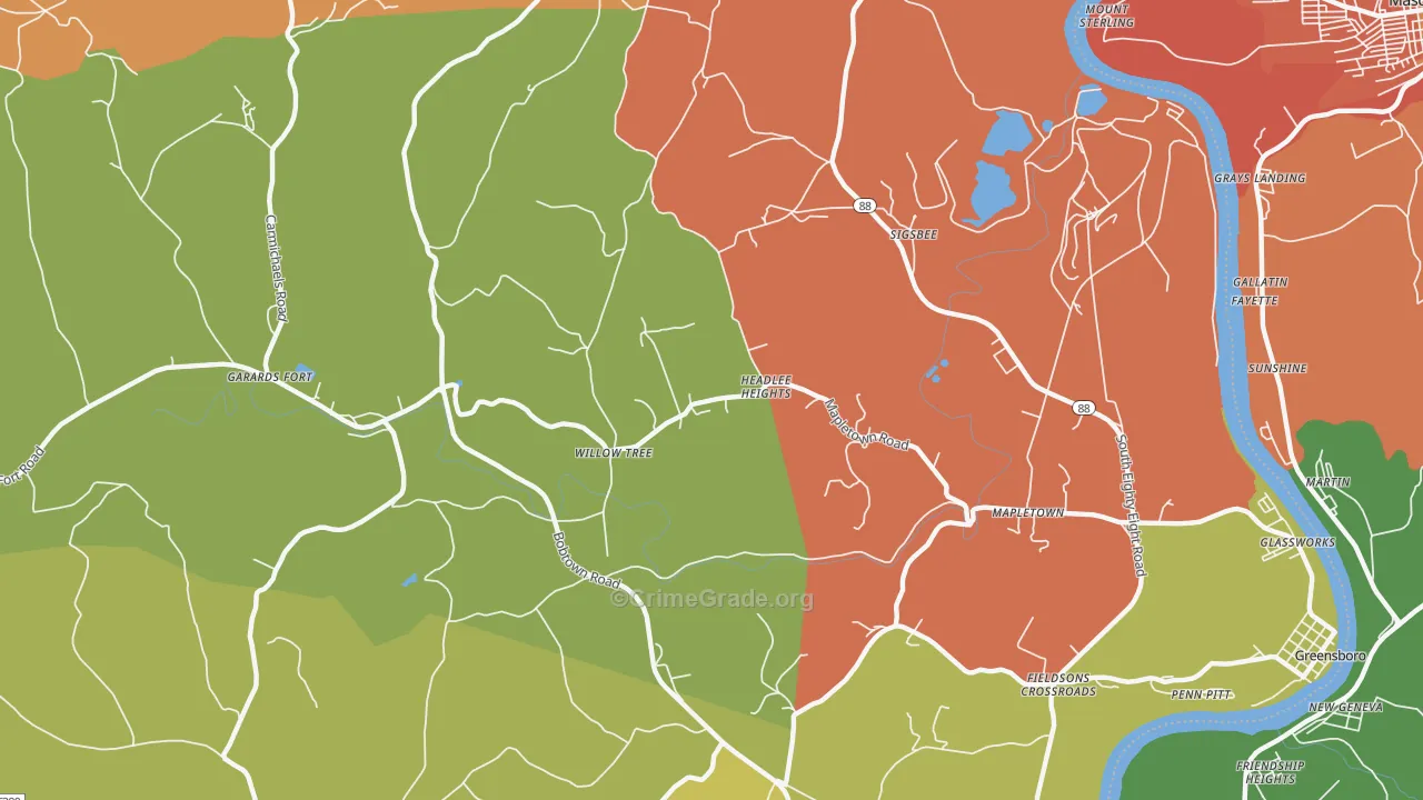 Garards Fort, PA Map of Vandalism Rates