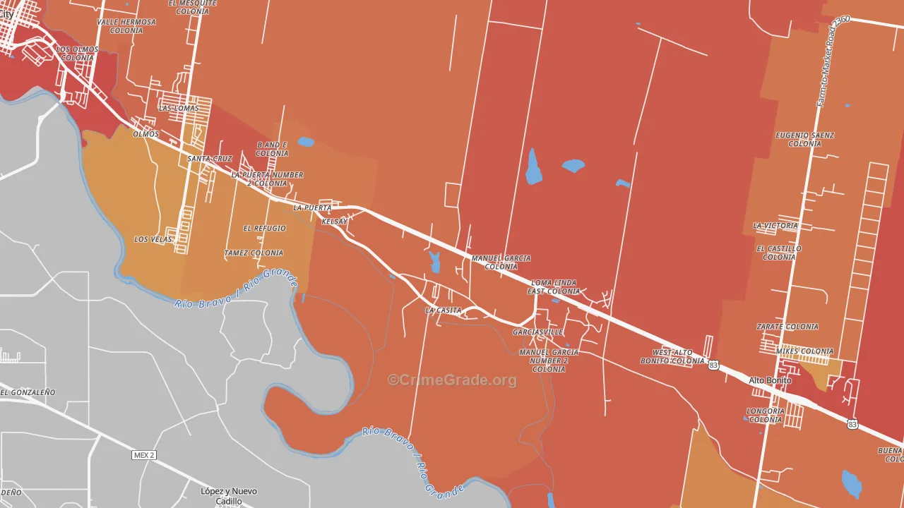 Garciasville, TX Map of Vandalism Rates