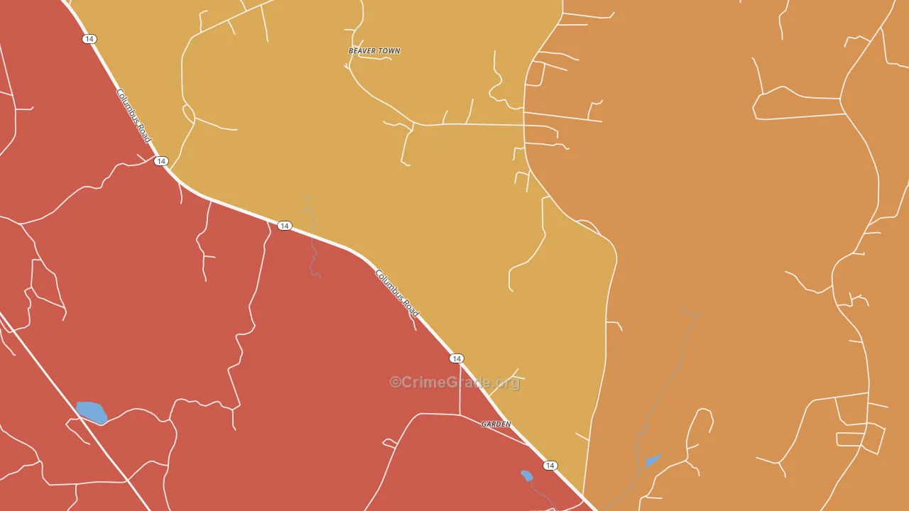 Garden, AL Map of Vandalism Rates