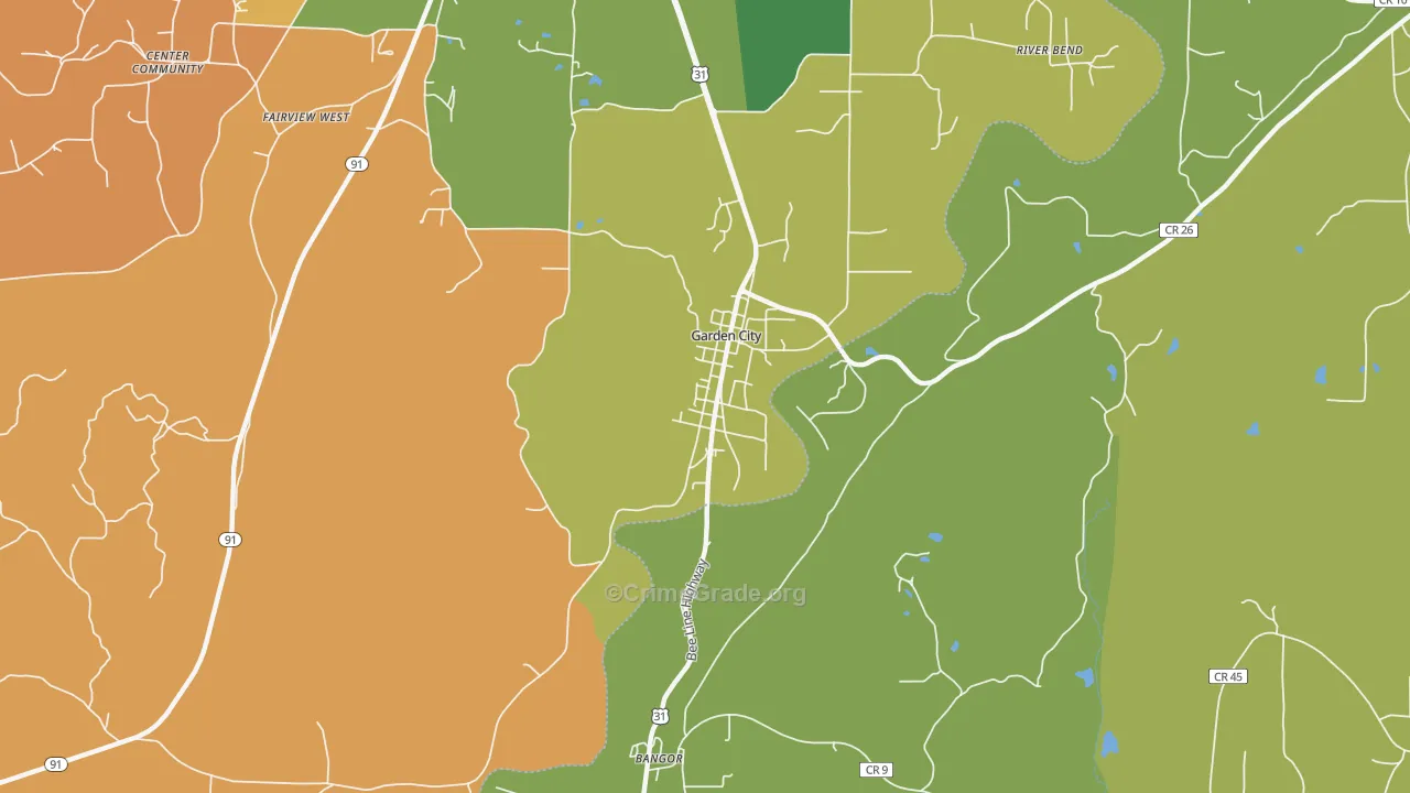 Garden City, AL Map of Vandalism Rates