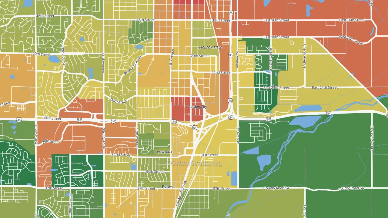 Garden City, CO Map of Vandalism Rates