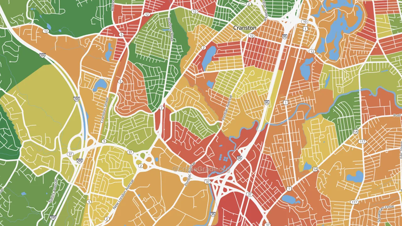 Garden City, Cranston, RI Map of Vandalism Rates