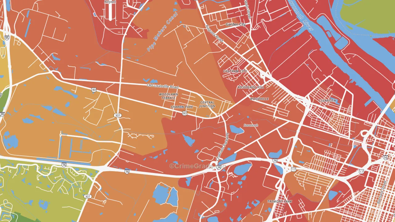 Garden City, GA Map of Vandalism Rates
