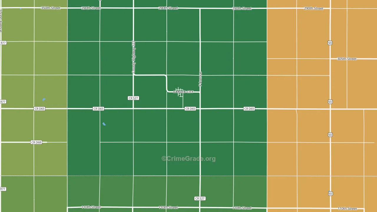 Garden City, IA Map of Vandalism Rates