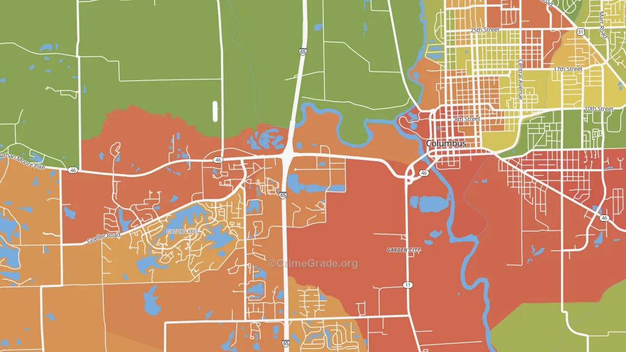 Garden City, IN Map of Vandalism Rates