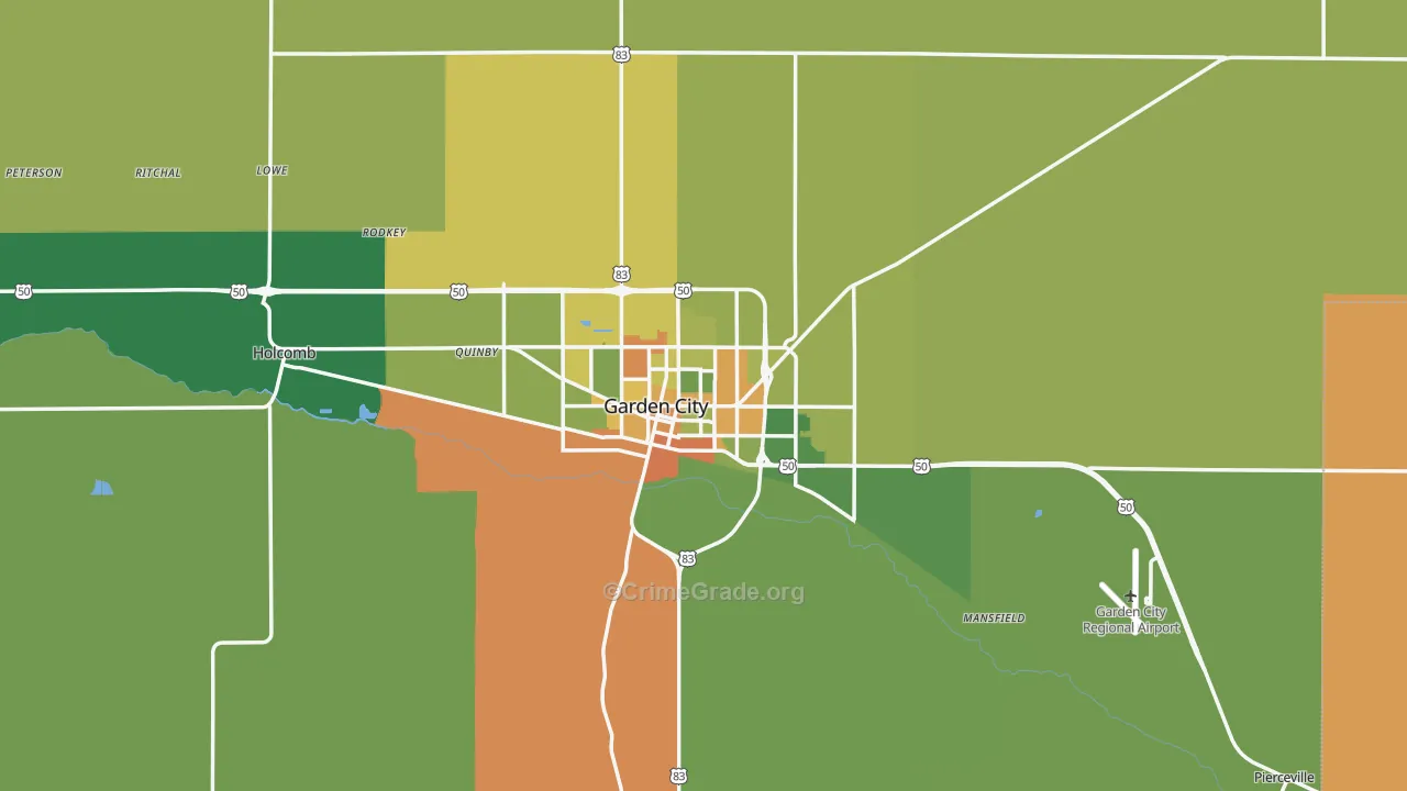 Garden City, KS Map of Vandalism Rates