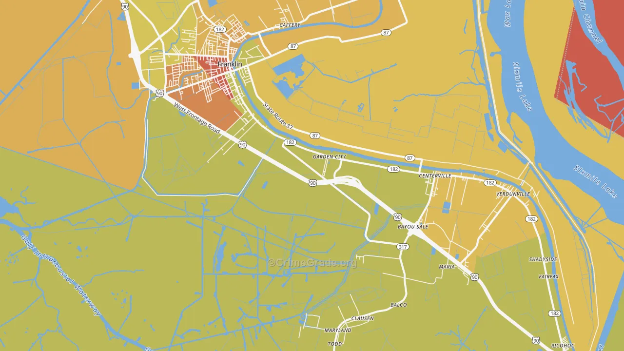 Garden City, LA Map of Vandalism Rates