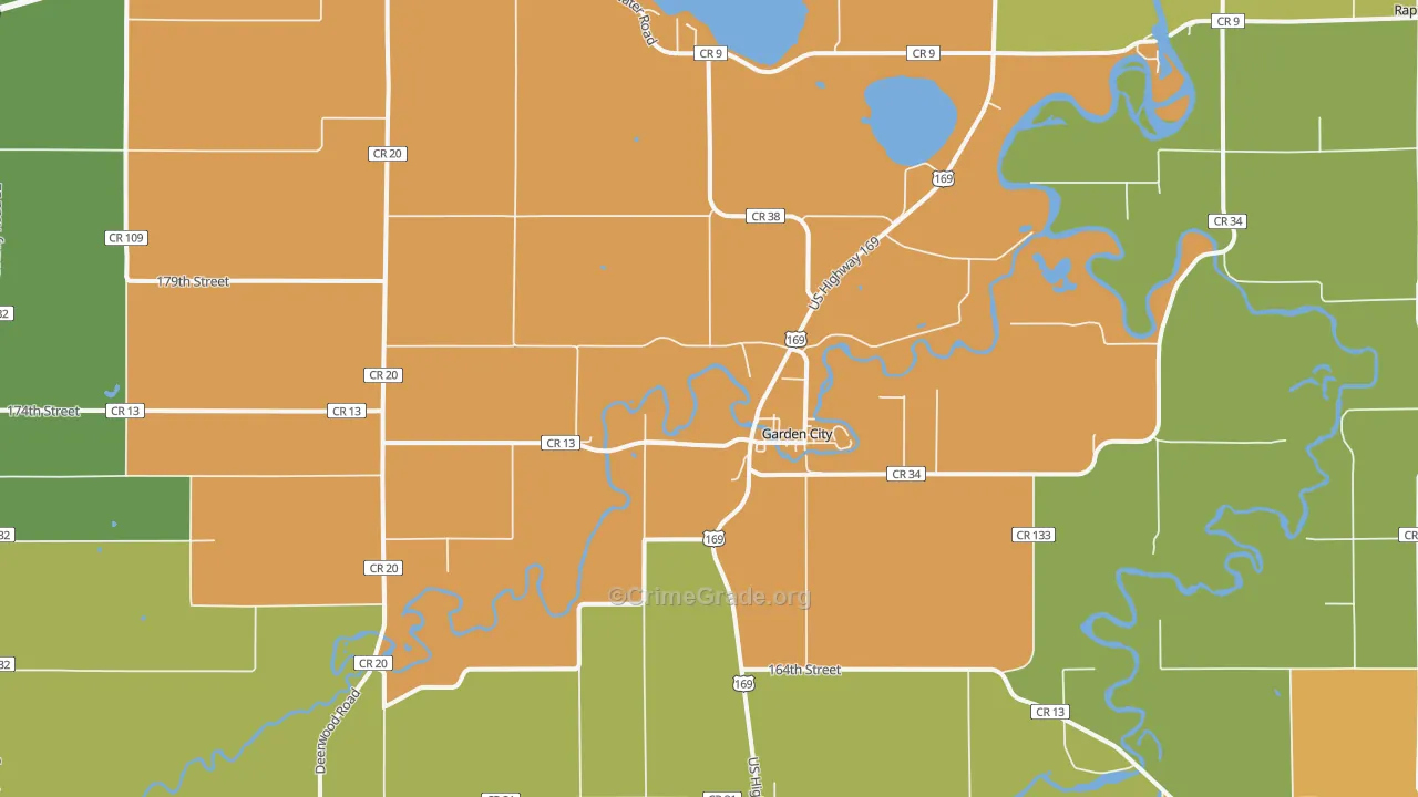 Garden City, MN Map of Vandalism Rates