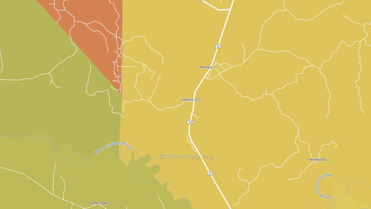 Garden City, MS Map of Vandalism Rates