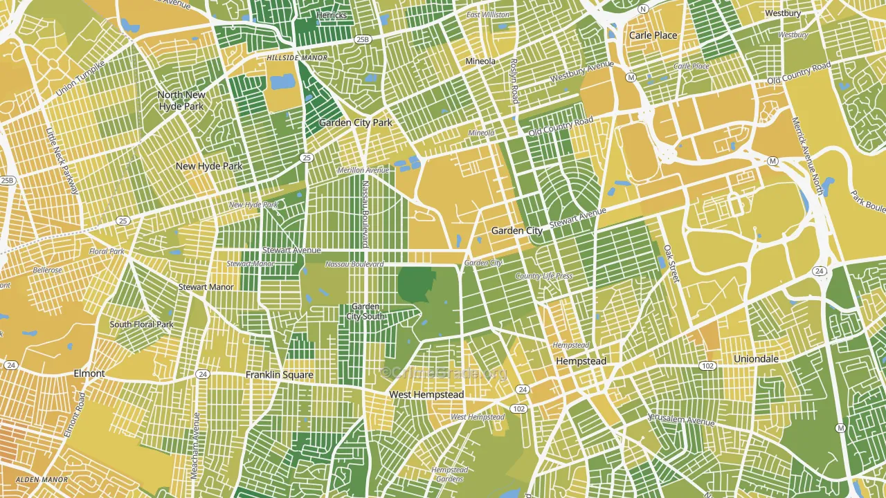 Garden City, NY Map of Vandalism Rates