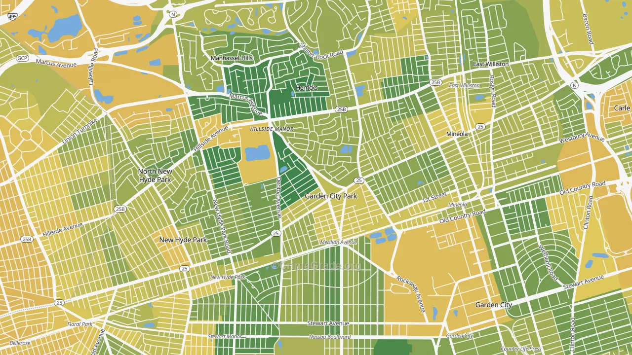 Garden City Park, NY Map of Vandalism Rates