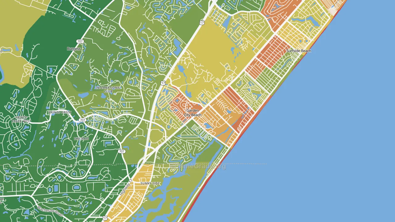Garden City, SC Map of Vandalism Rates