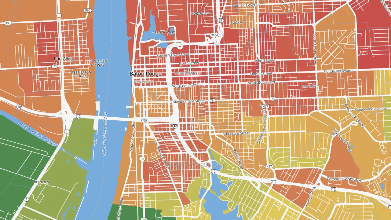 Garden District, Baton Rouge, LA Map of Vandalism Rates