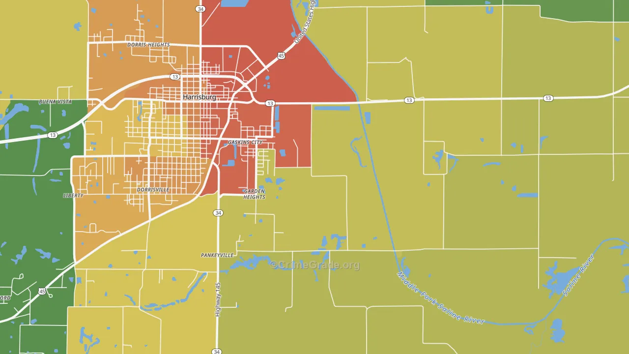 Garden Heights, IL Map of Vandalism Rates