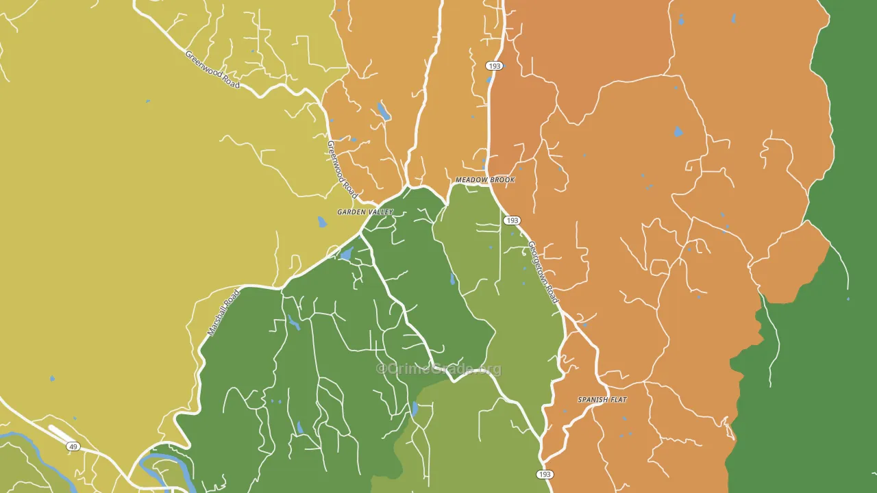 Garden Valley, CA Map of Vandalism Rates