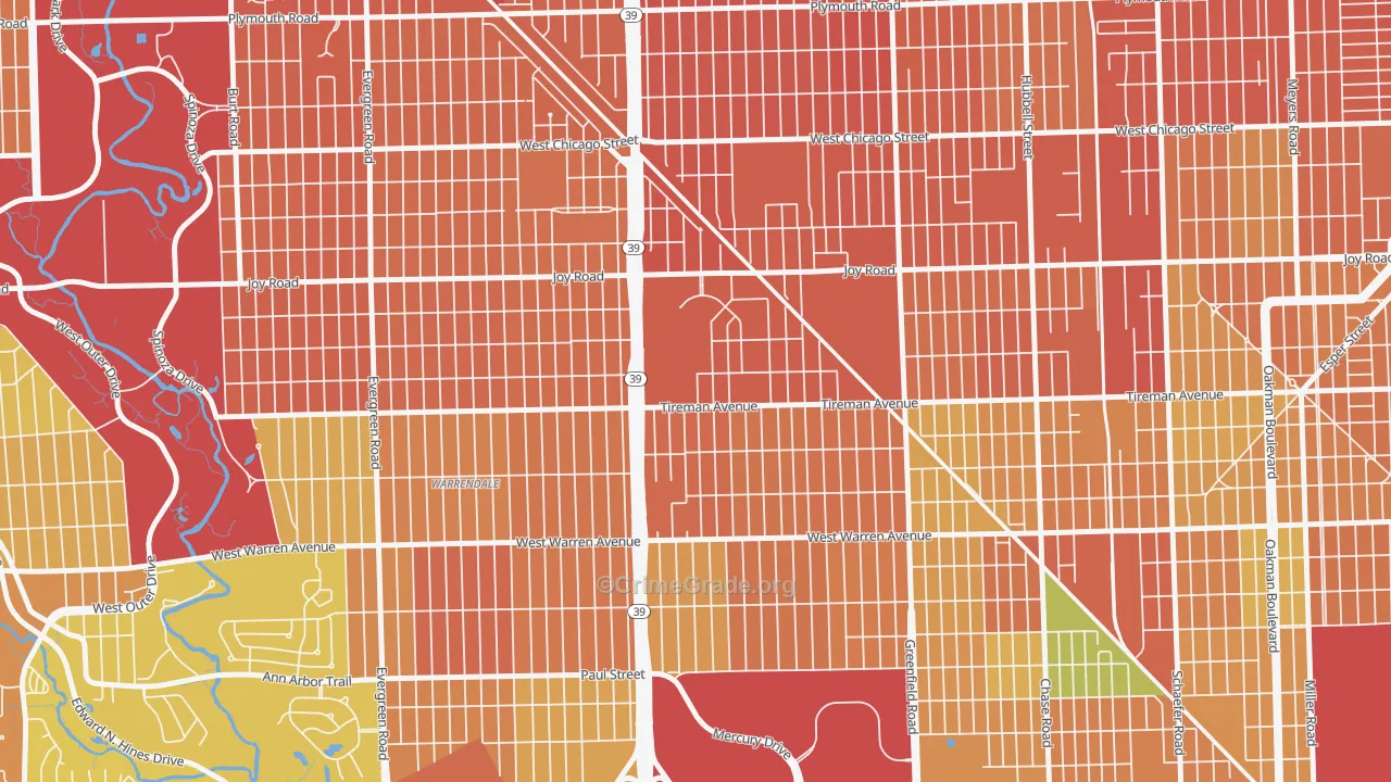 Garden View, Detroit, MI Map of Vandalism Rates