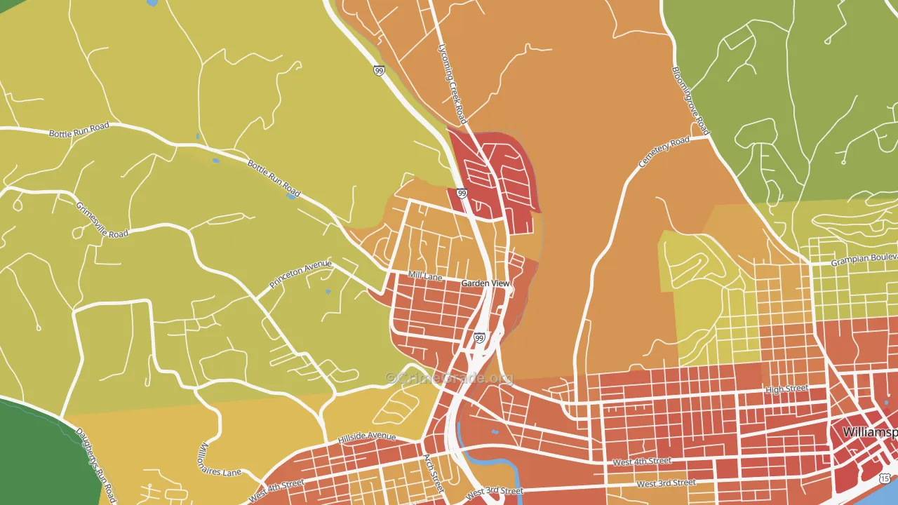 Garden View, PA Map of Vandalism Rates