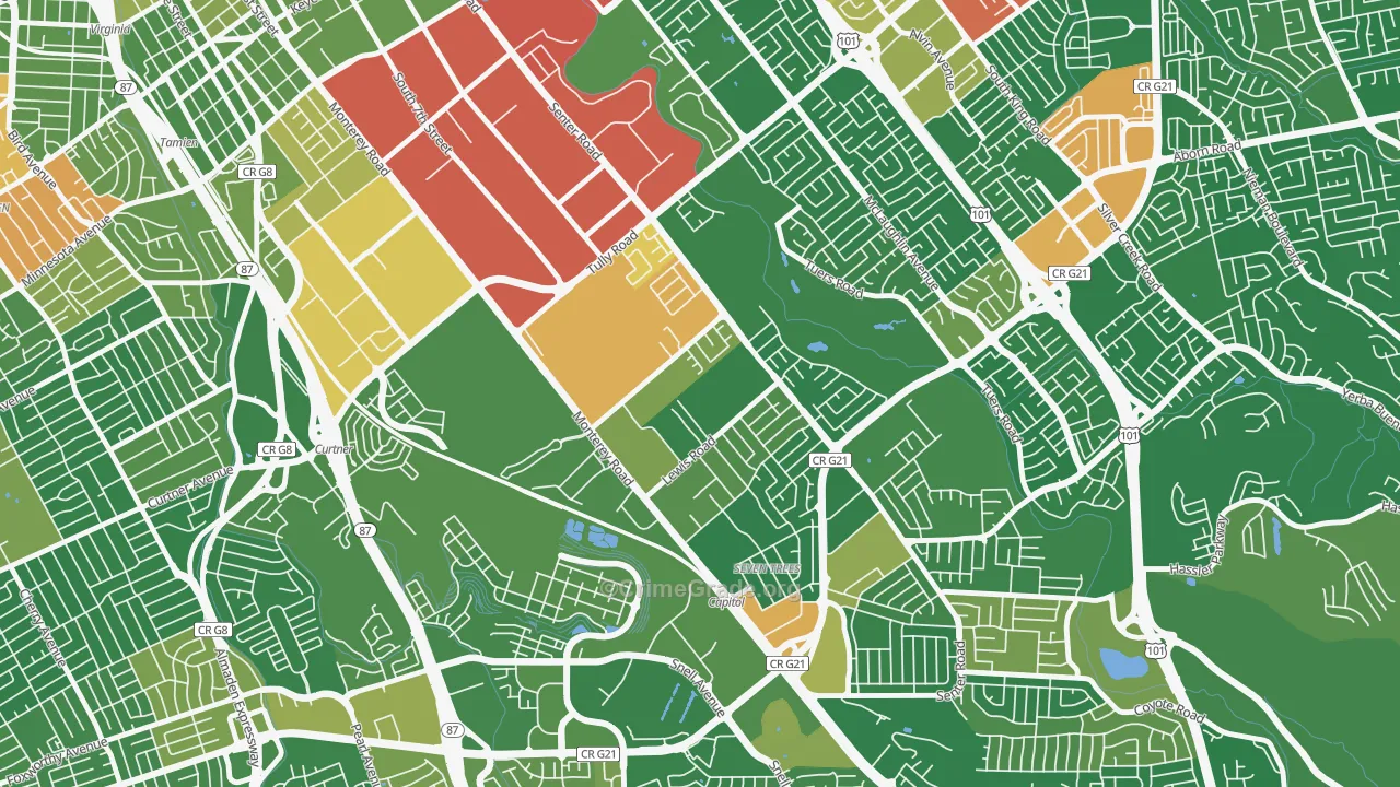 Garden-Villa Montery, San Jose, CA Map of Vandalism Rates