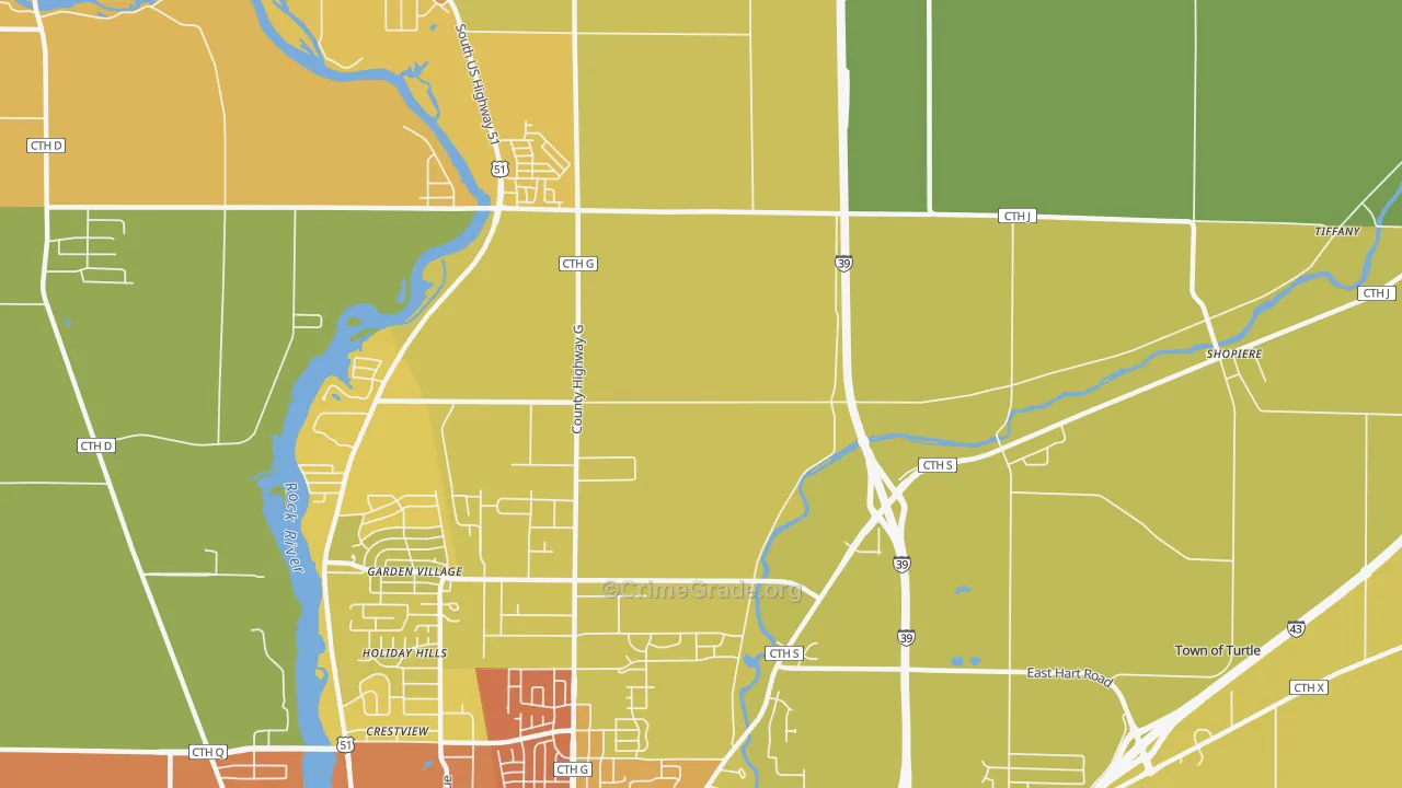 Garden Village, WI Map of Vandalism Rates