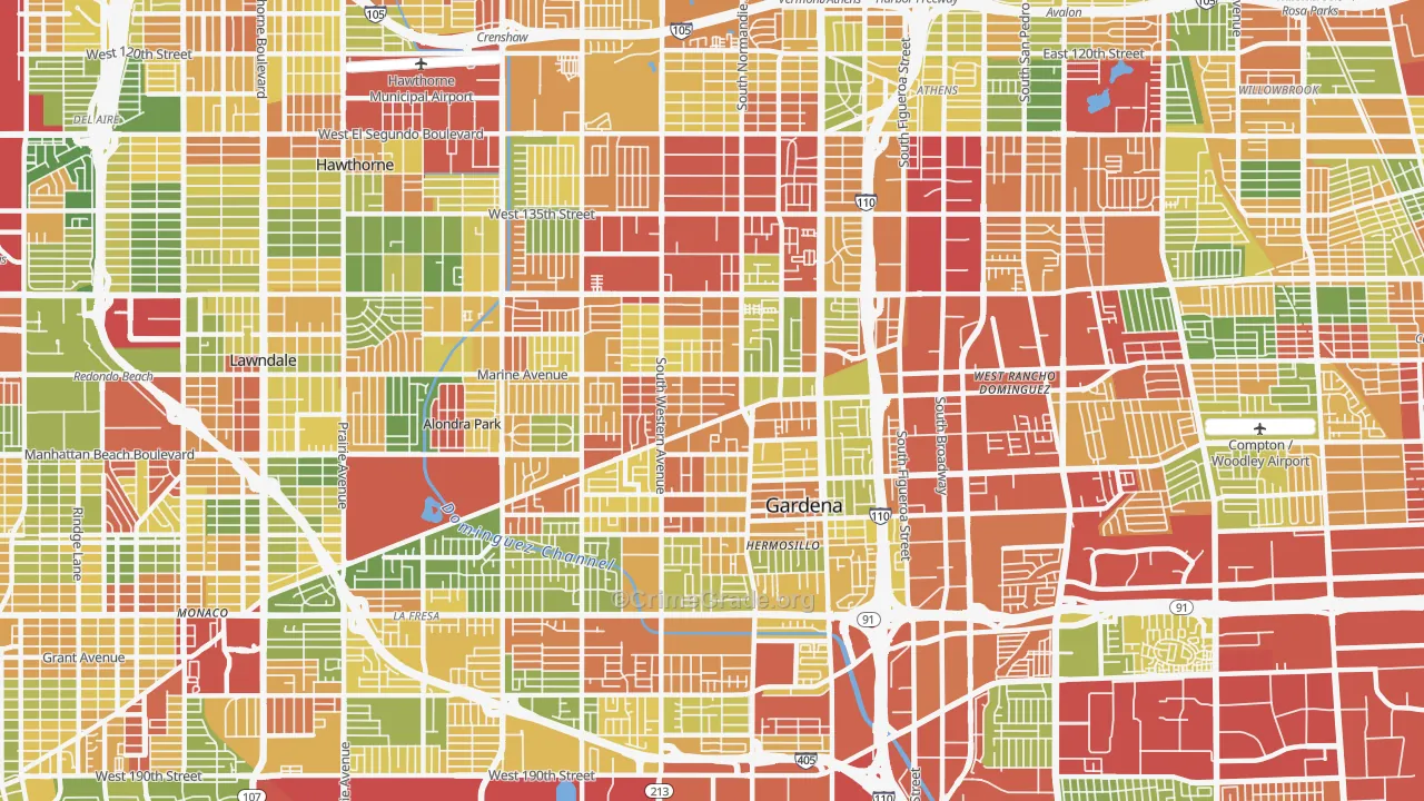 Gardena, CA Map of Vandalism Rates