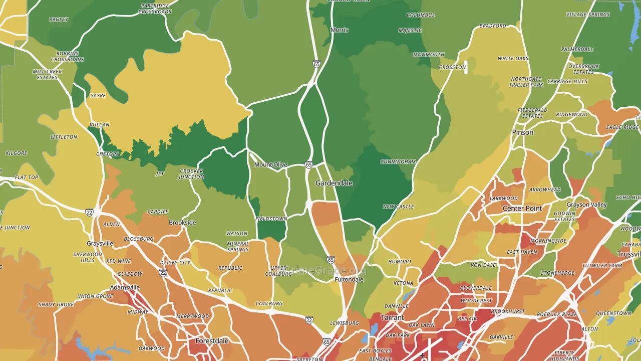 Gardendale, AL Map of Vandalism Rates