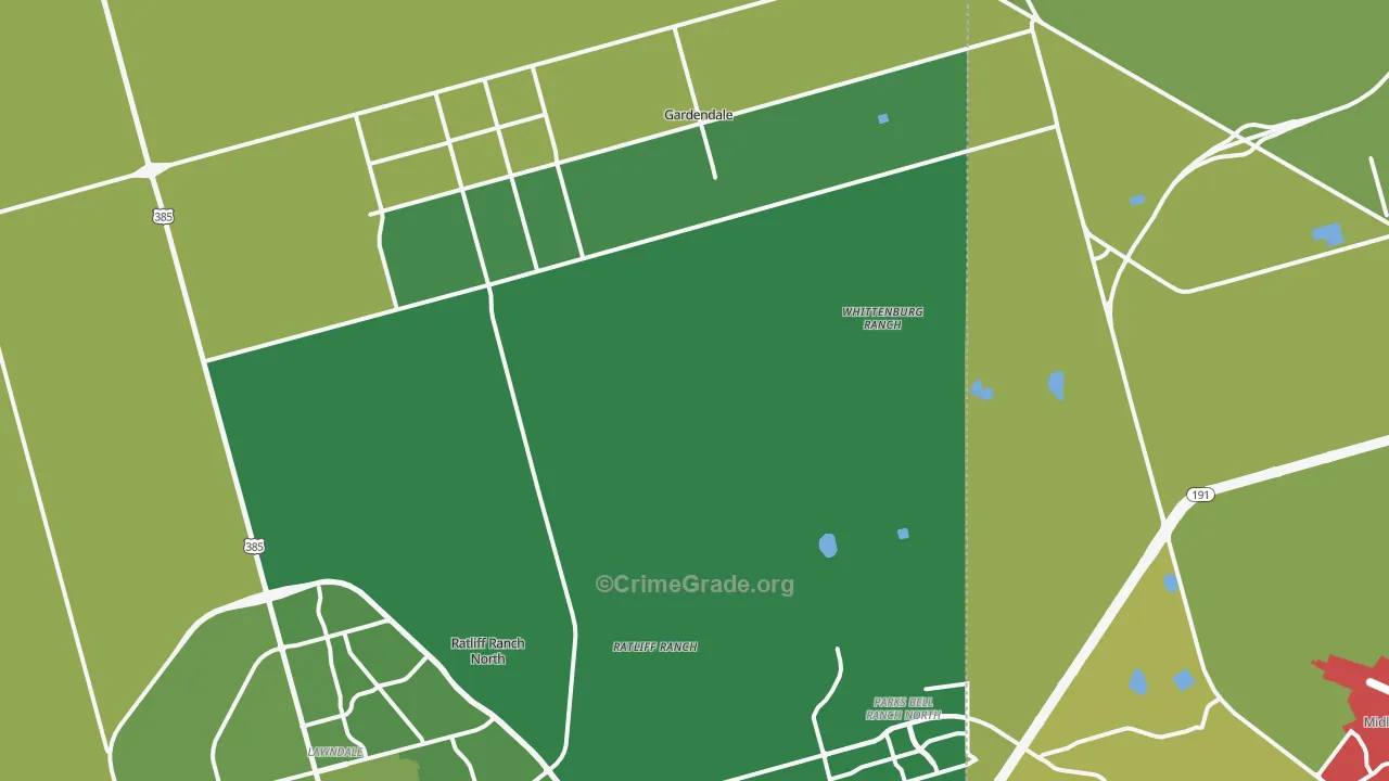 Gardendale, TX Map of Vandalism Rates