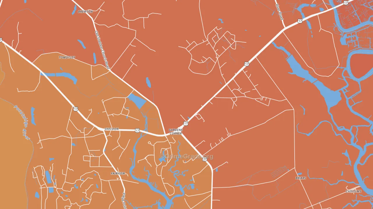 Gardens Corner, SC Map of Vandalism Rates