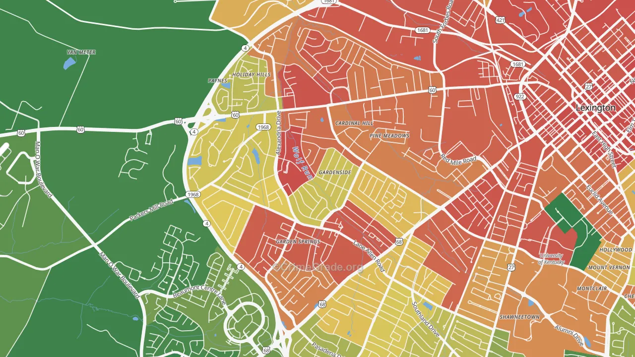 Gardenside-Colony, Lexington, KY Map of Vandalism Rates