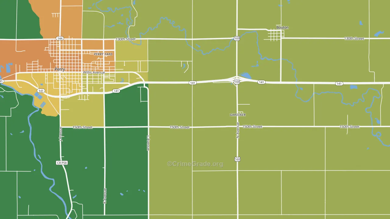 Gardiner, IA Map of Vandalism Rates