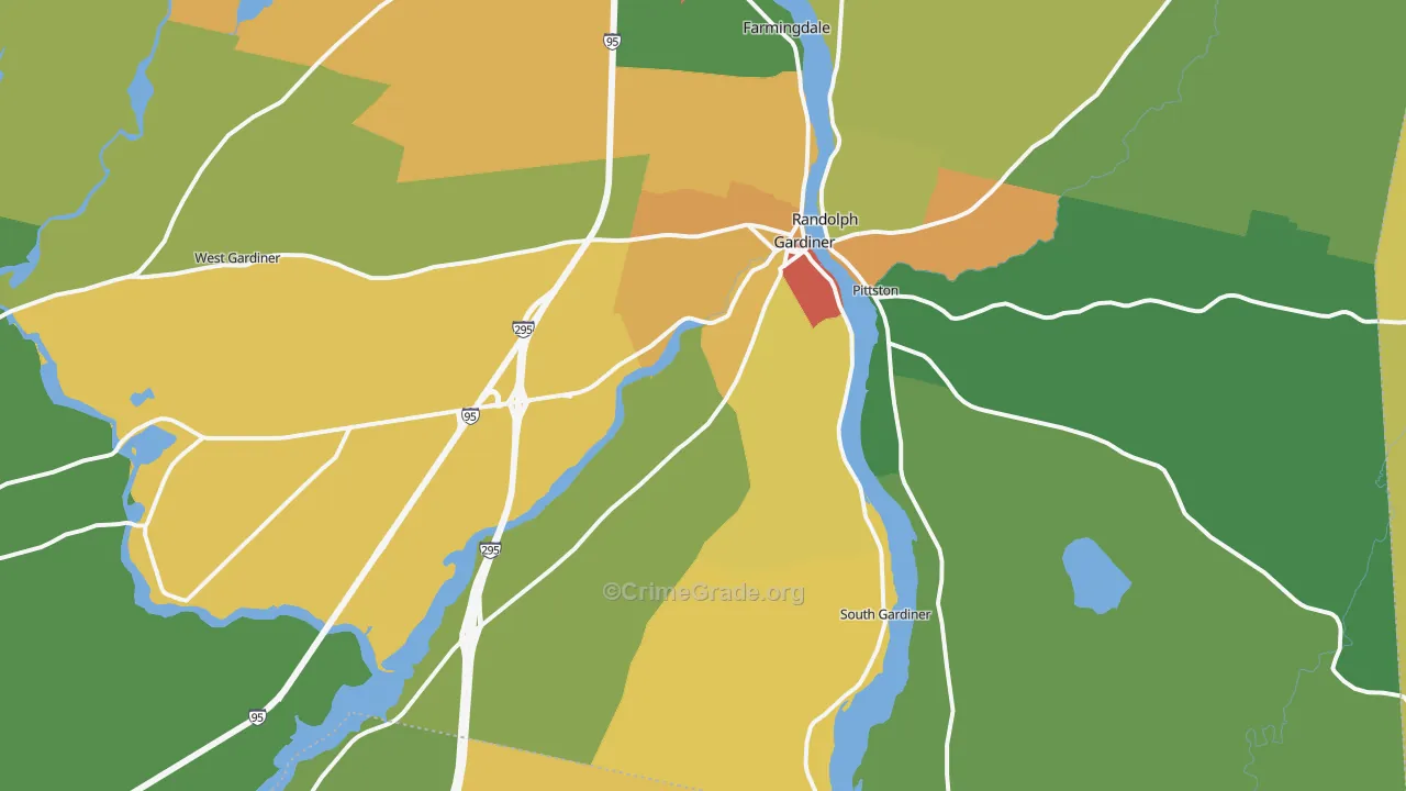 Gardiner, ME Map of Vandalism Rates