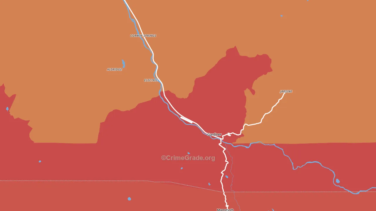 Gardiner, MT Map of Vandalism Rates