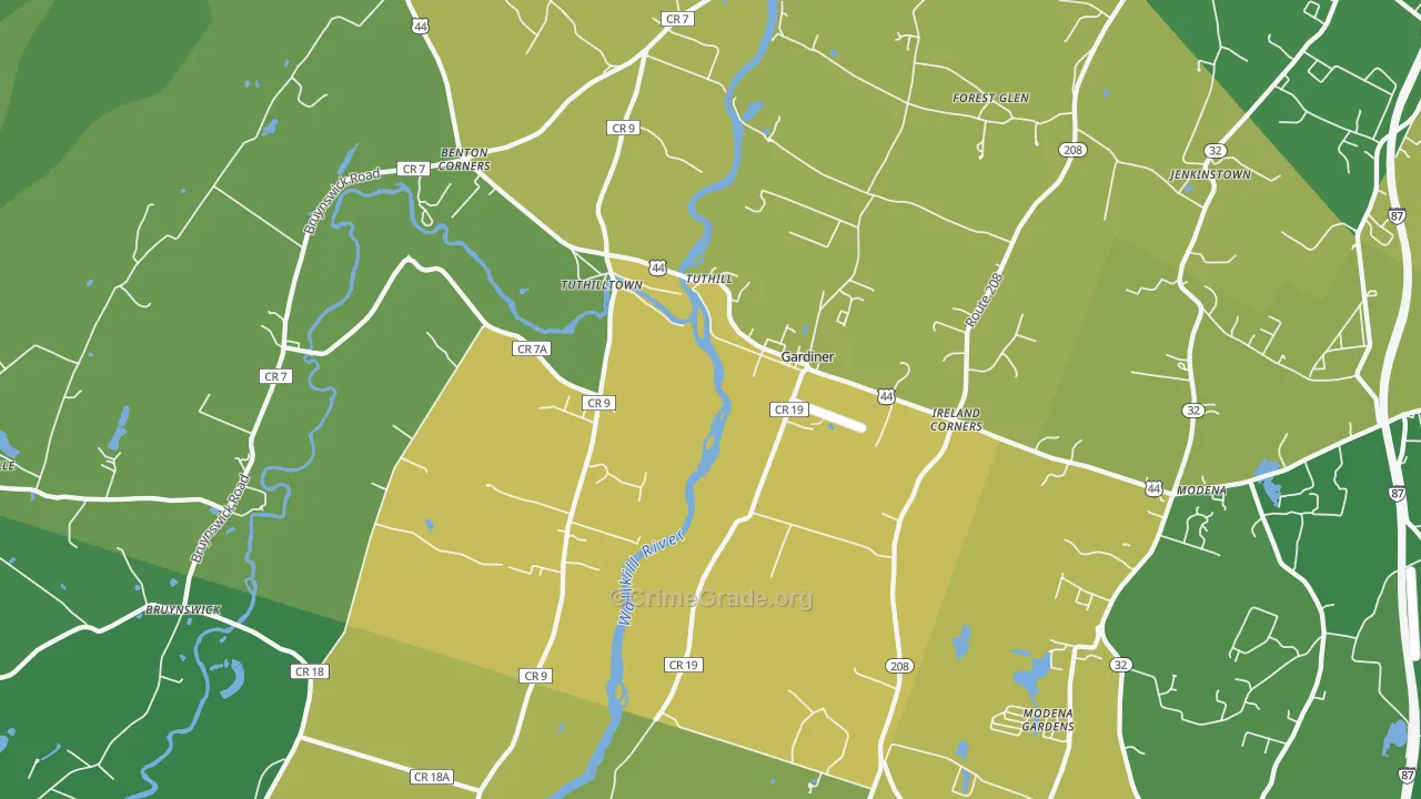 Gardiner, NY Map of Vandalism Rates