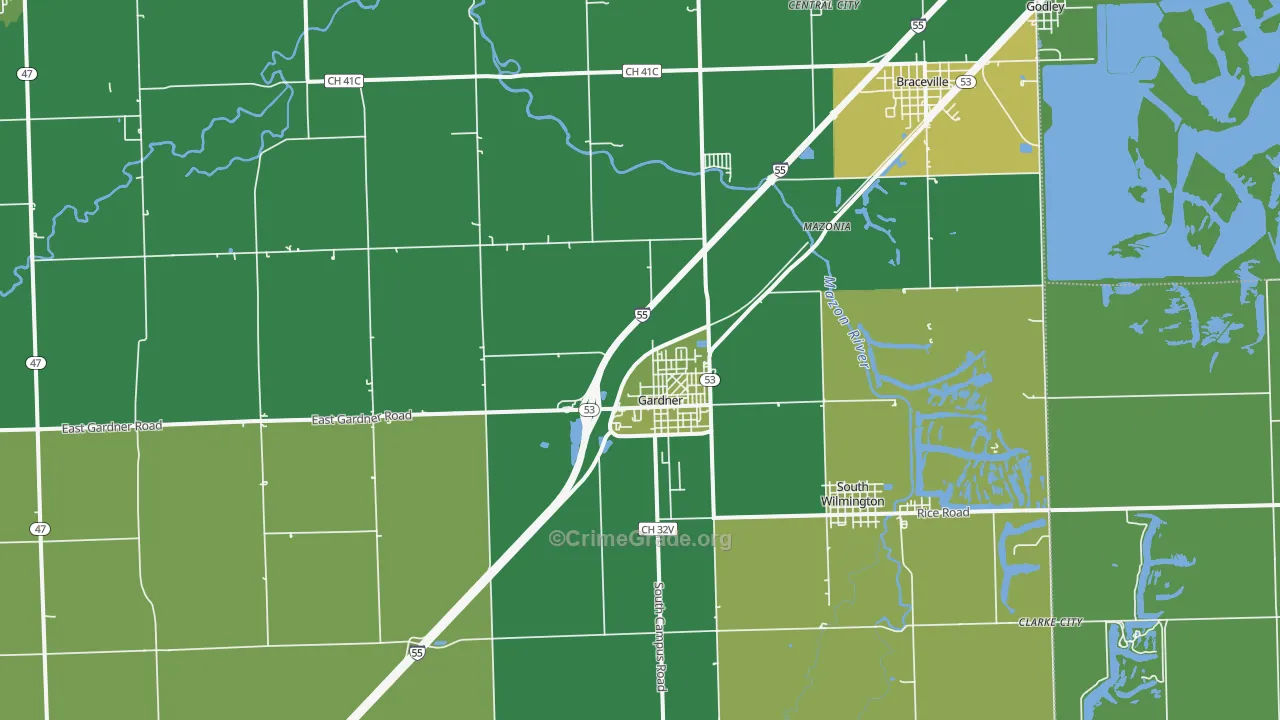 Gardner, IL Map of Vandalism Rates