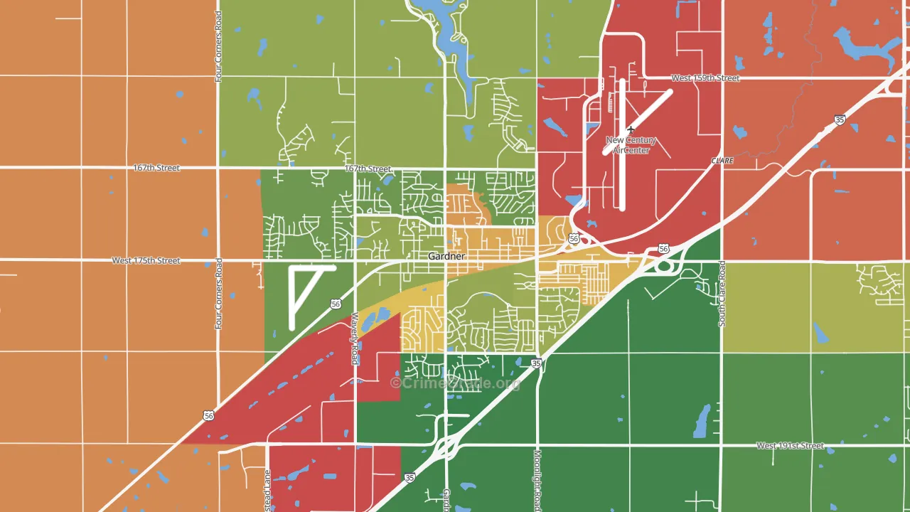 Gardner, KS Map of Vandalism Rates