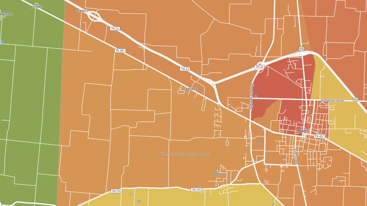 Gardner, TN Map of Vandalism Rates