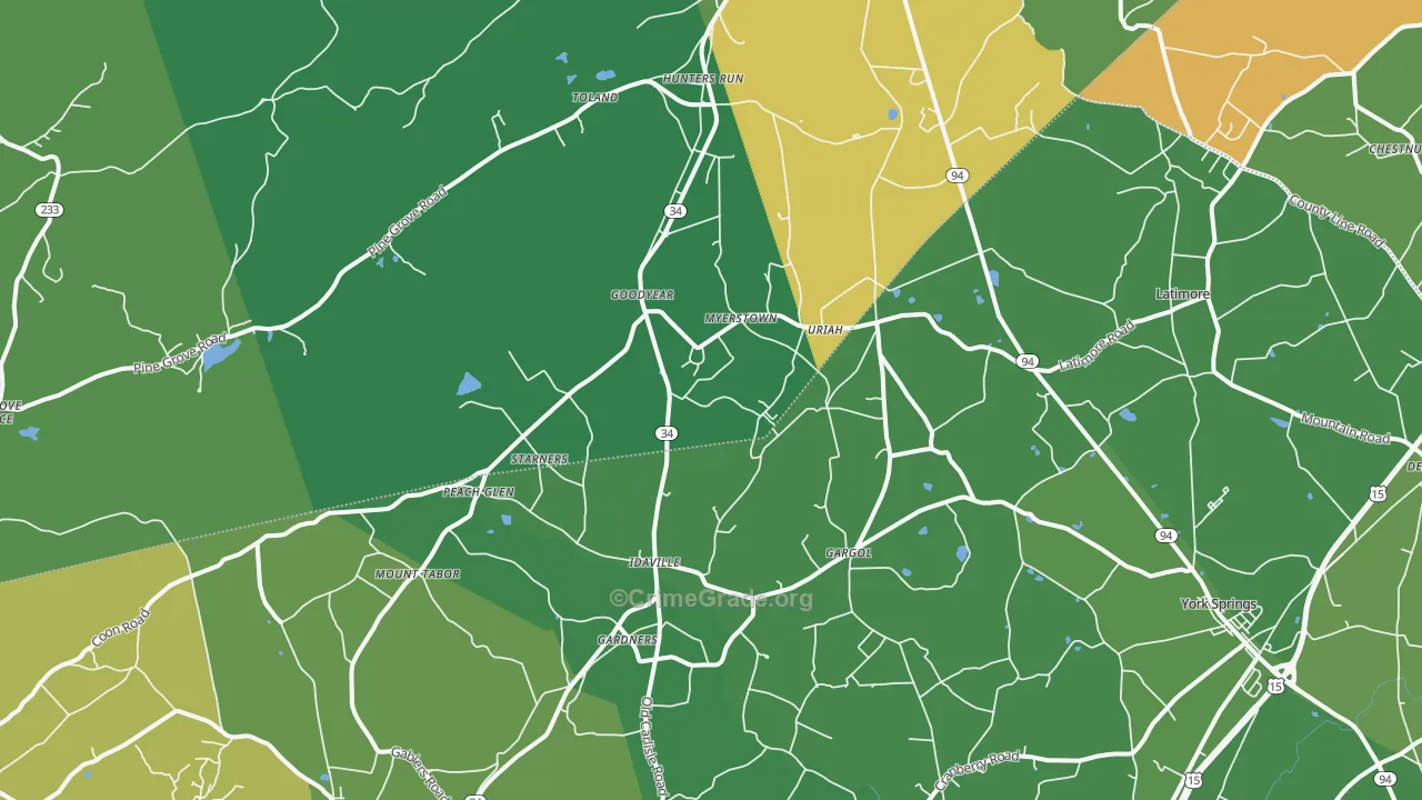 Gardners, PA Map of Vandalism Rates