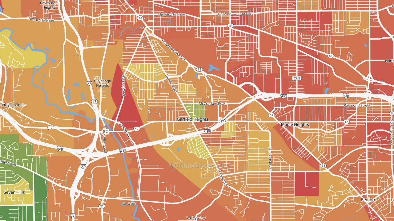 Garfield Heights, OH Map of Vandalism Rates