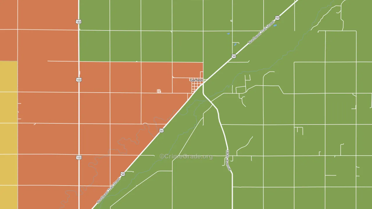 Garfield, KS Map of Vandalism Rates