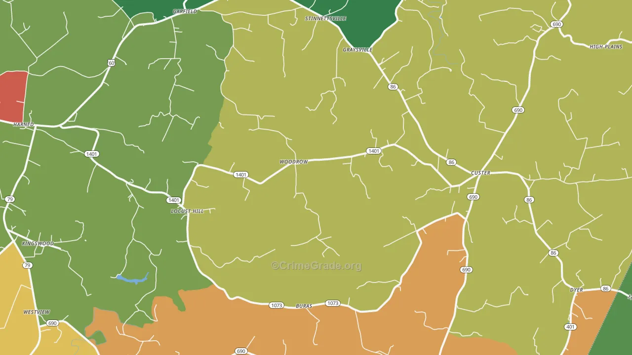 Garfield, KY Map of Vandalism Rates