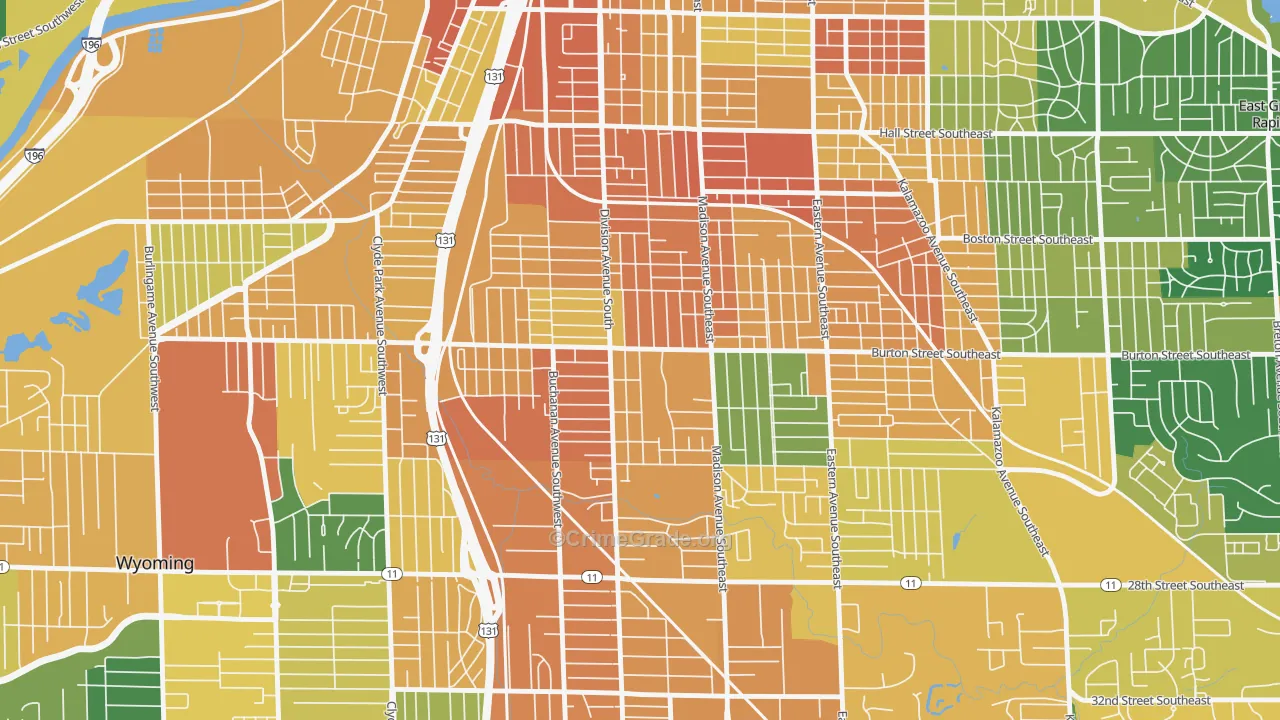 Garfield Park, Grand Rapids, MI Map of Vandalism Rates