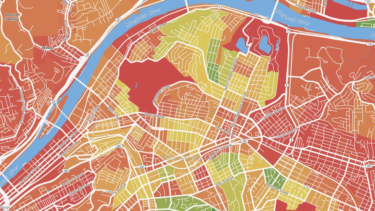 Garfield, Pittsburgh, PA Map of Vandalism Rates