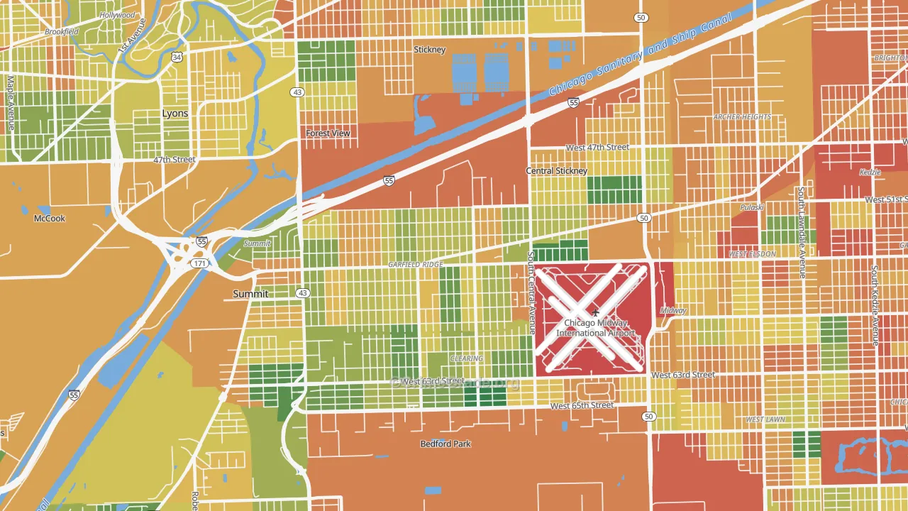 Garfield Ridge, Chicago, IL Map of Vandalism Rates