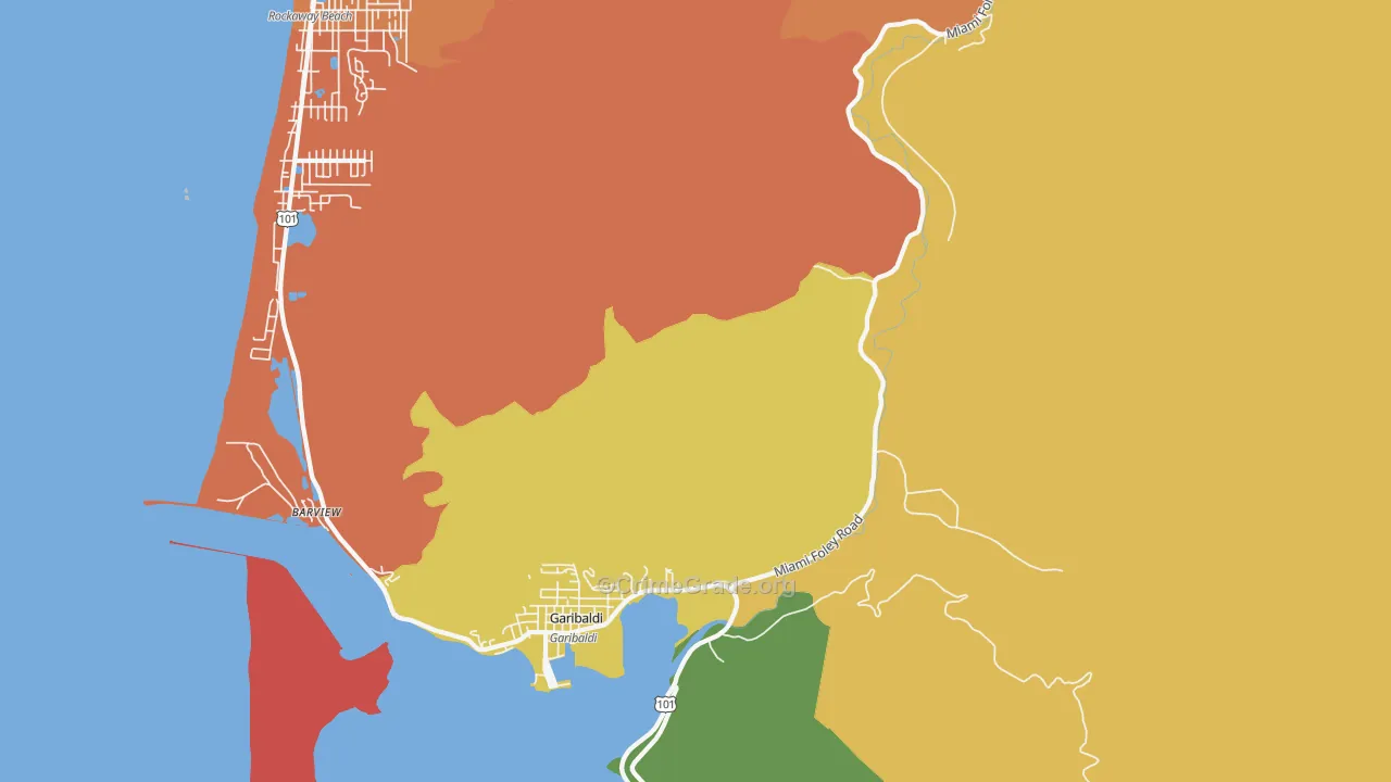Garibaldi, OR Map of Vandalism Rates