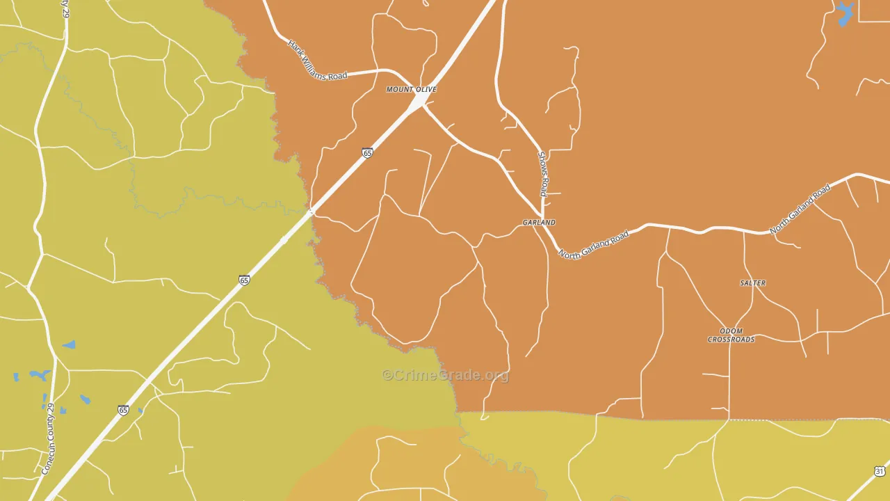 Garland, AL Map of Vandalism Rates