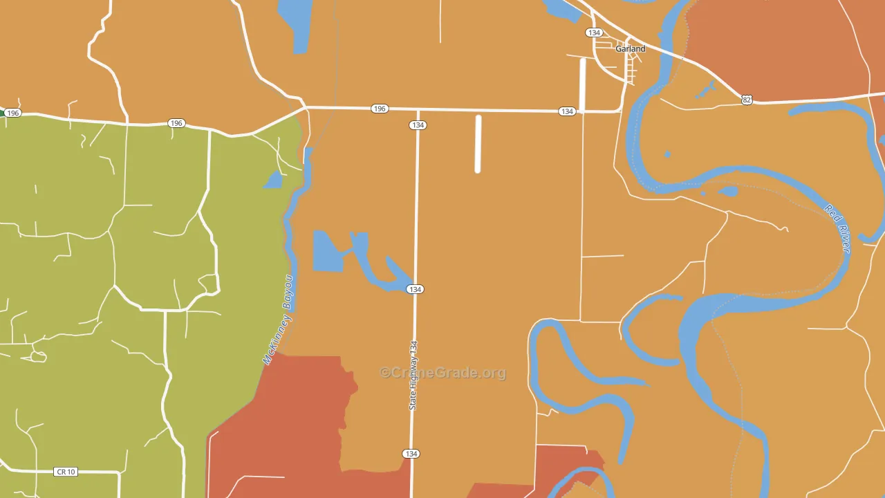Garland City, AR Map of Vandalism Rates